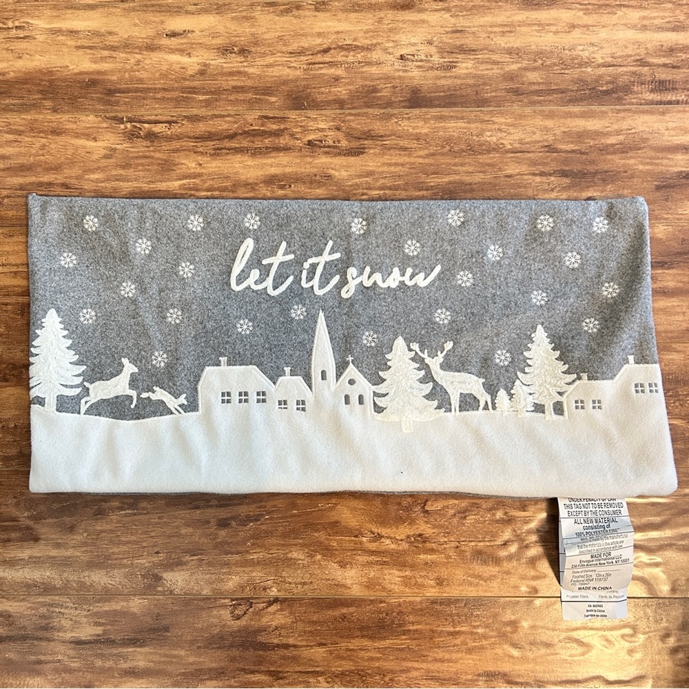 NEW Let it snow pillowcase lumbar white Christmas winterholiday seasonaldecor